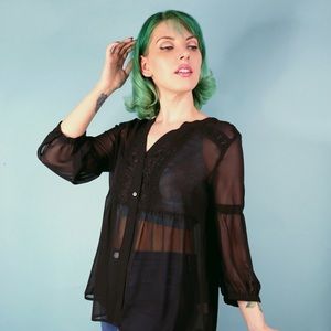 LC Lauren Conrad Tops - Sheer Black Boho Top LC Lauren Conrad Tops - Sheer Black Boho Top